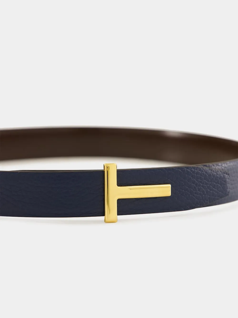Denim Blue and Espresso Reversible T Buckle Belt sold by Fashion Clinic product image thumbnail 3