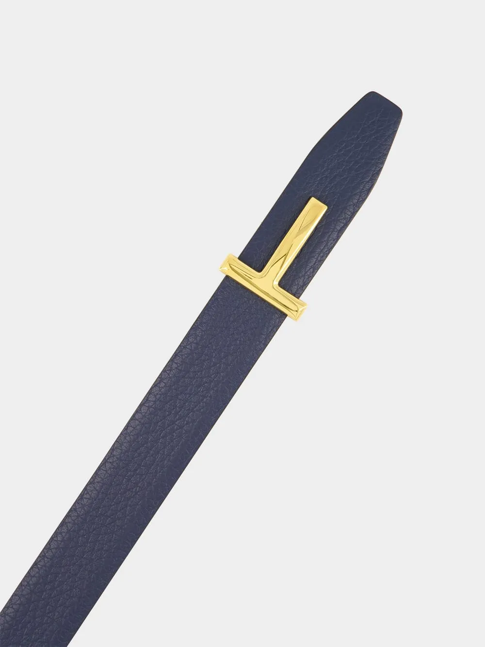 Denim Blue and Espresso Reversible T Buckle Belt sold by Fashion Clinic product image thumbnail 2