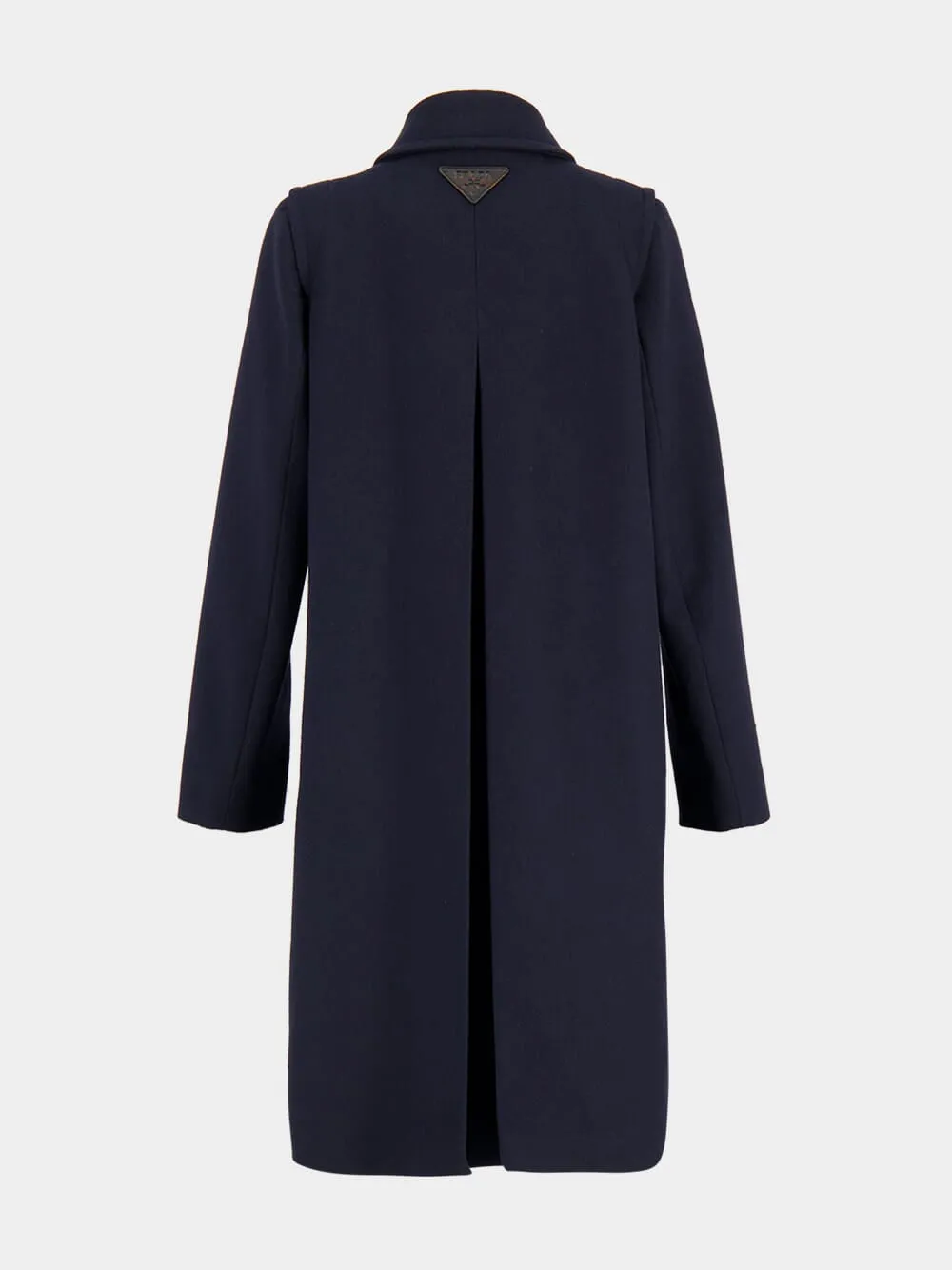 Blue Virgin Wool Coat with Leather Buttons sold by Fashion Clinic product image thumbnail 2