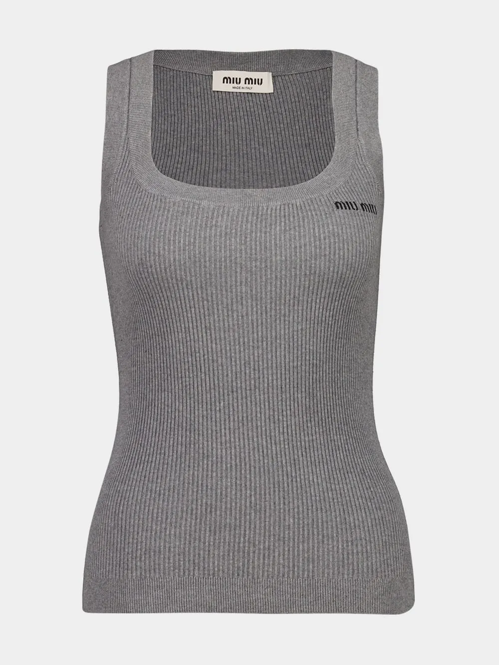 Grey Ribbed Cotton Tank Top sold by Fashion Clinic