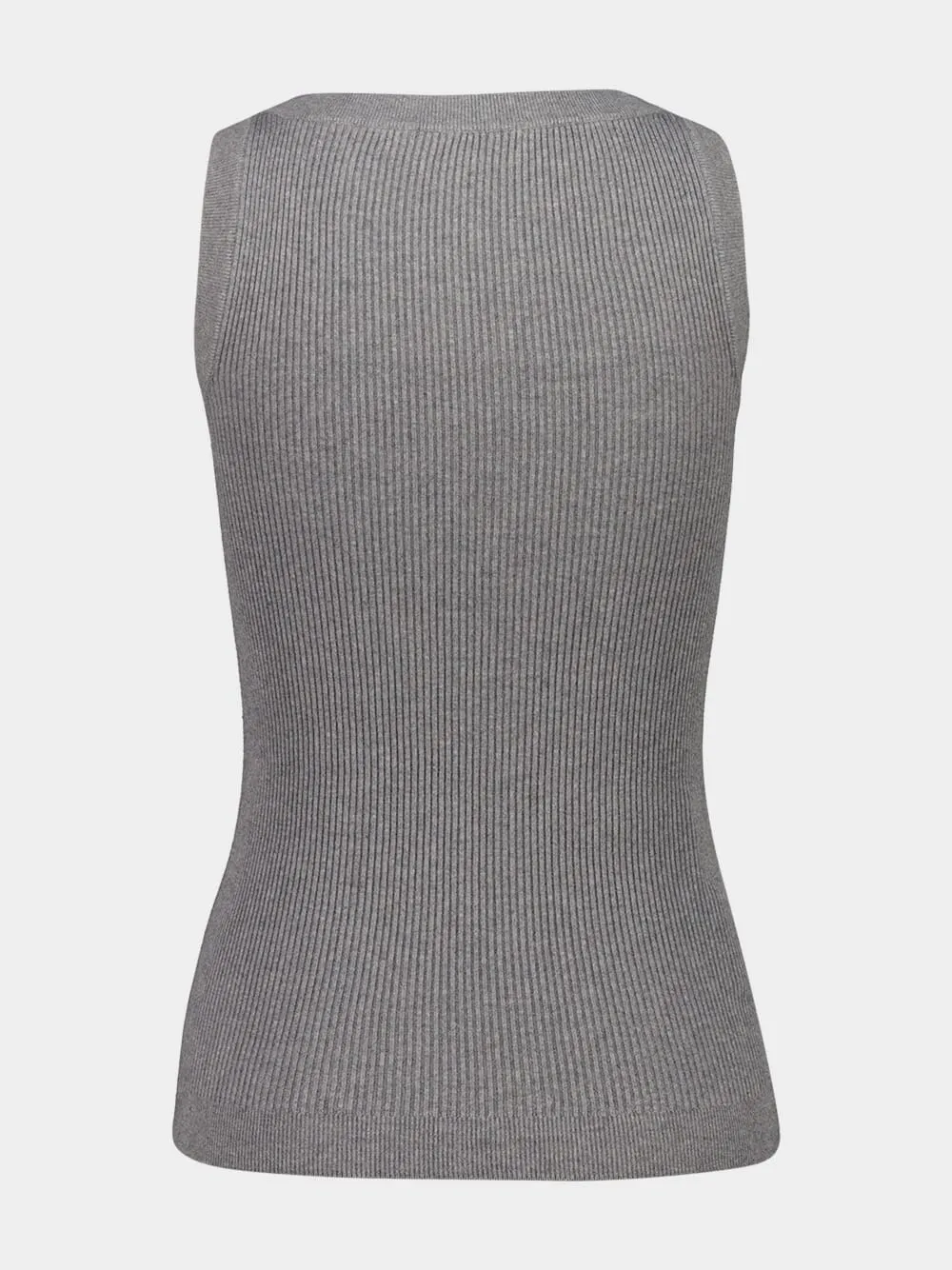 Grey Ribbed Cotton Tank Top sold by Fashion Clinic product image thumbnail 2