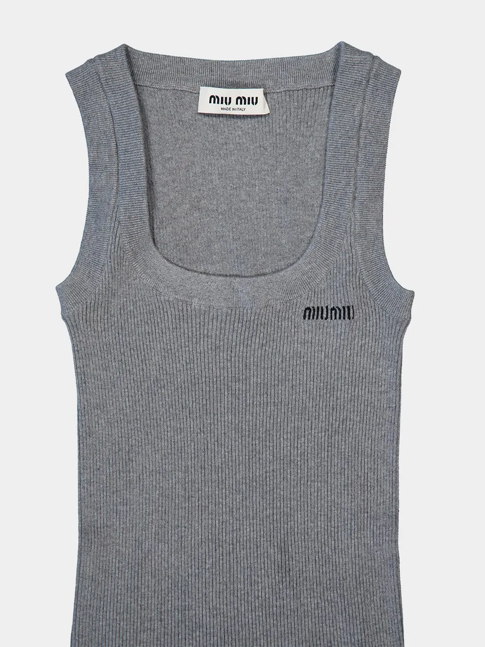 Grey Ribbed Cotton Tank Top sold by Fashion Clinic product image thumbnail 3