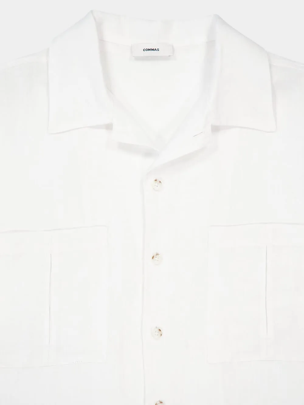 White Oversized Linen Patch Pocket Shirt sold by Fashion Clinic product image thumbnail 4