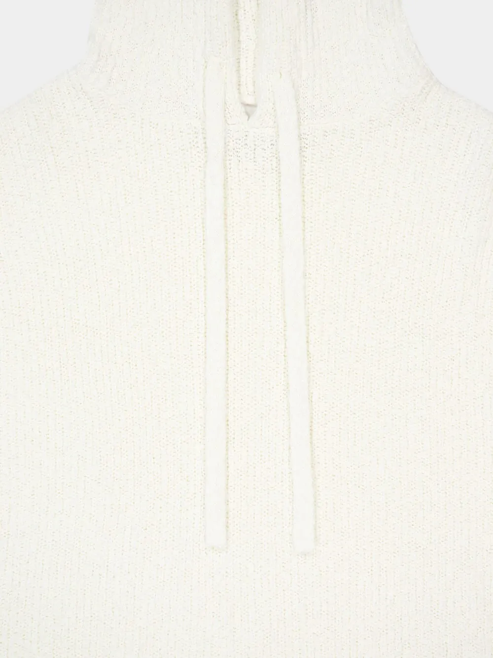 White Relaxed Cotton Knit Sweatshirt sold by Fashion Clinic product image thumbnail 5