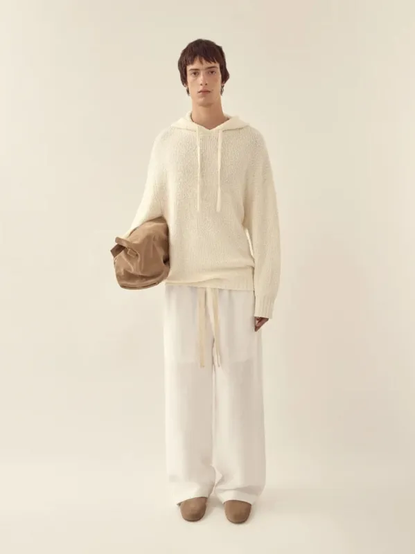 White Relaxed Cotton Knit Sweatshirt sold by Fashion Clinic