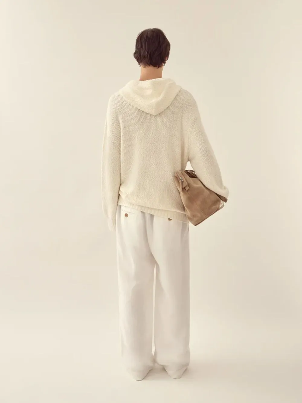 White Relaxed Cotton Knit Sweatshirt sold by Fashion Clinic product image thumbnail 3