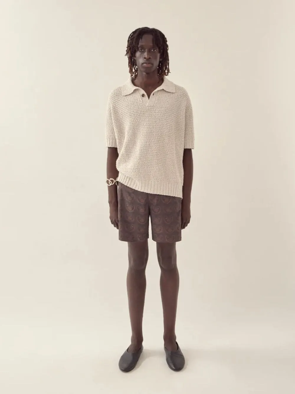 Off White Textured Knit Polo sold by Fashion Clinic product image thumbnail 2