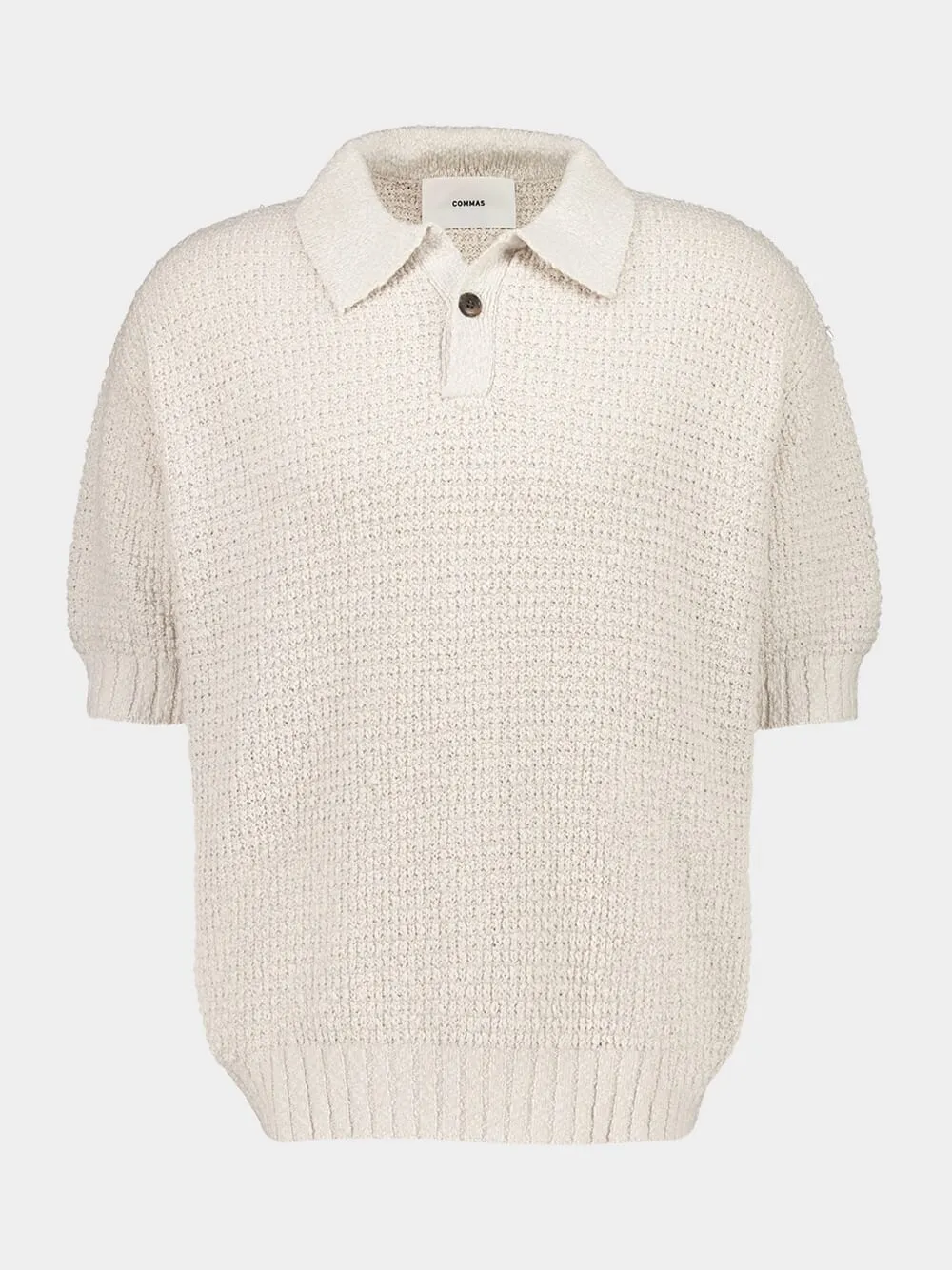 Off White Textured Knit Polo sold by Fashion Clinic