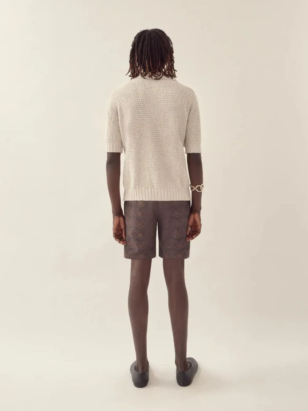 Off White Textured Knit Polo sold by Fashion Clinic product image thumbnail 4