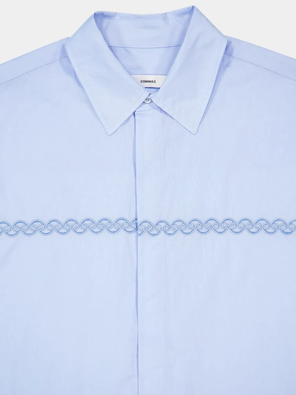 Blue Embroidered Cotton Voile Shirt sold by Fashion Clinic product image thumbnail 3