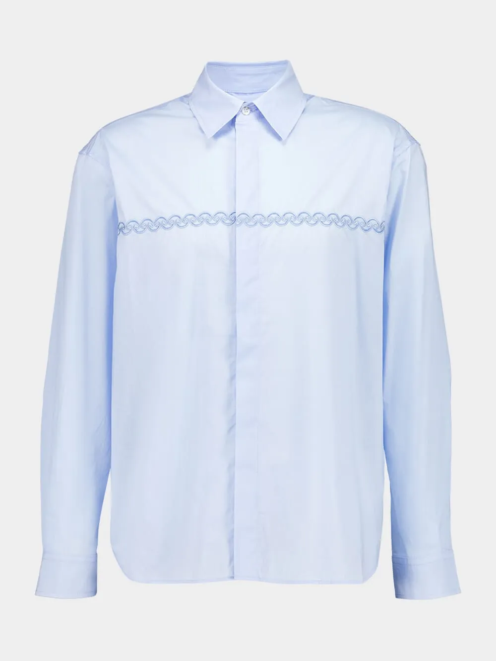 Blue Embroidered Cotton Voile Shirt sold by Fashion Clinic
