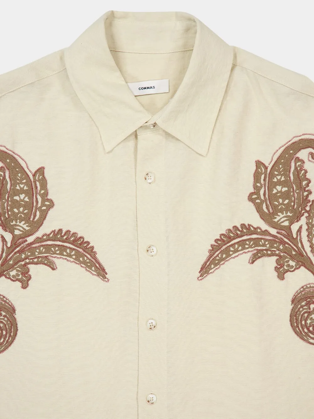 Dark Cream Embroidered Cotton Shirt sold by Fashion Clinic product image thumbnail 3