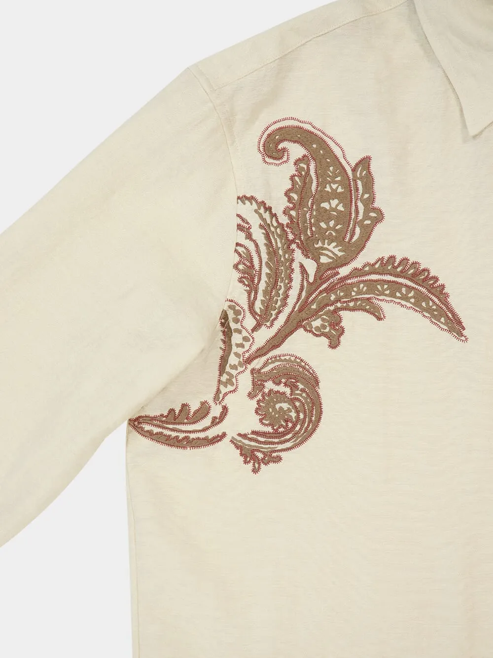 Dark Cream Embroidered Cotton Shirt sold by Fashion Clinic product image thumbnail 4