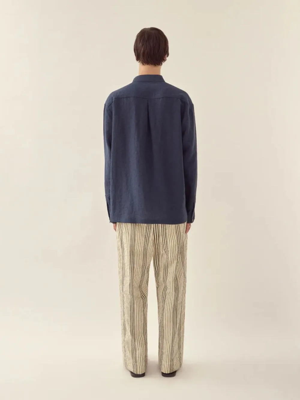 Cream Navy Relaxed Stripe Trousers sold by Fashion Clinic product image thumbnail 3