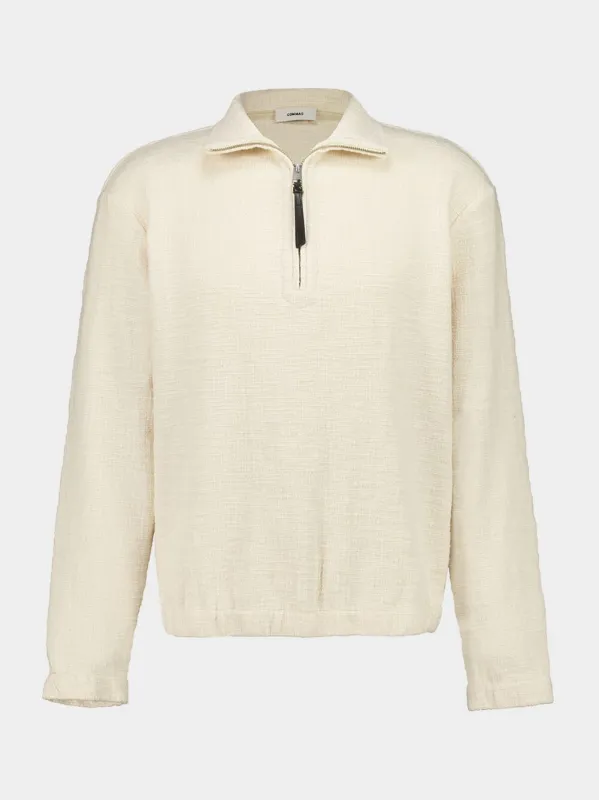 Cream Textured Cotton Pullover sold by Fashion Clinic