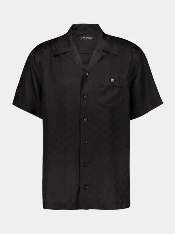 Black DG Logo Jacquard Hawaii Shirt sold by Fashion Clinic