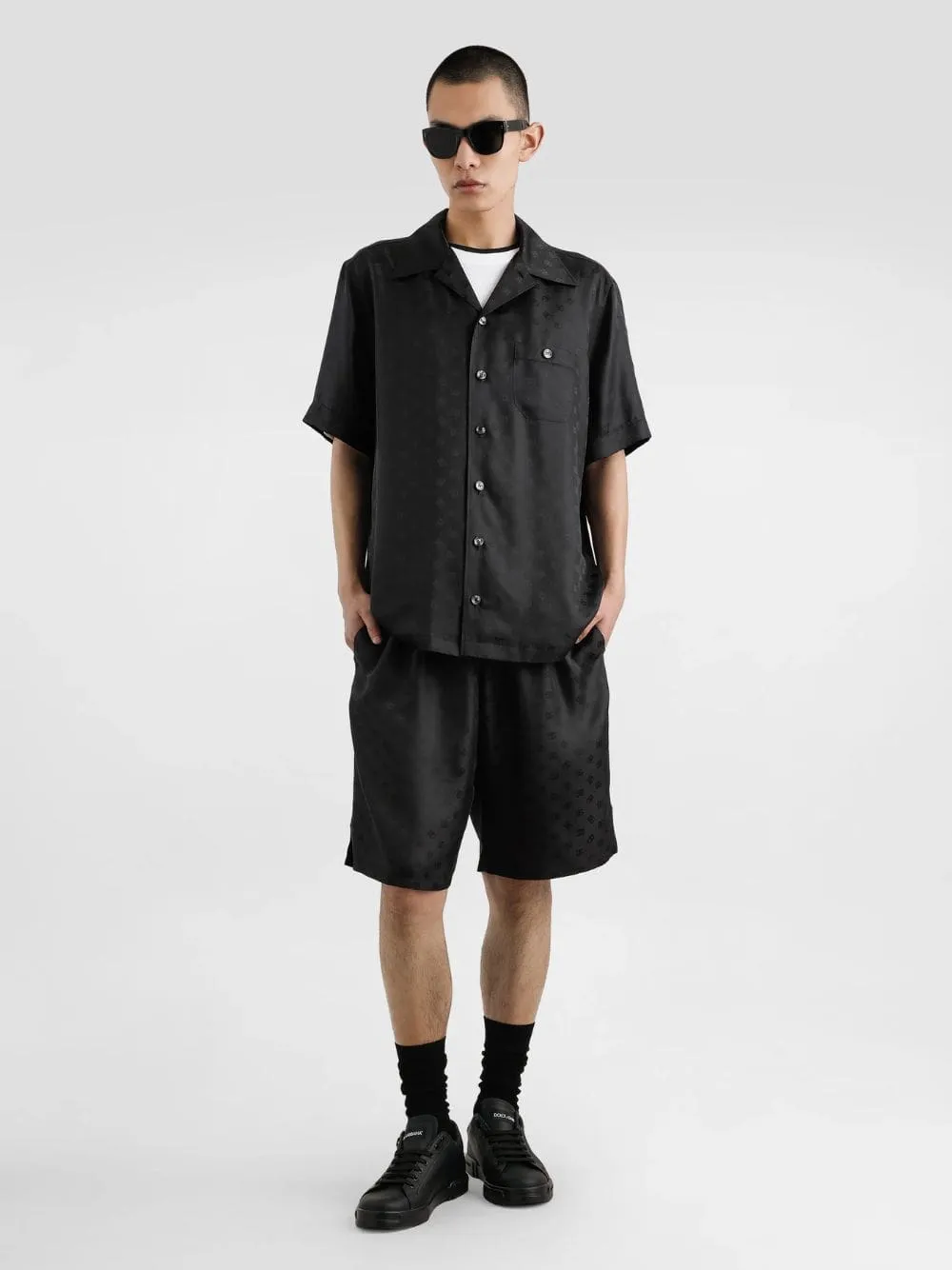 Black DG Logo Jacquard Hawaii Shirt sold by Fashion Clinic product image thumbnail 2