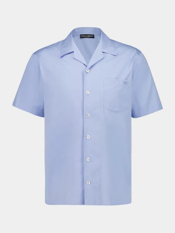 Celeste Blue Short-Sleeve Cotton Shirt sold by Fashion Clinic