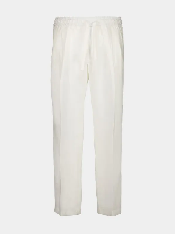 White Linen Jogging Trousers sold by Fashion Clinic
