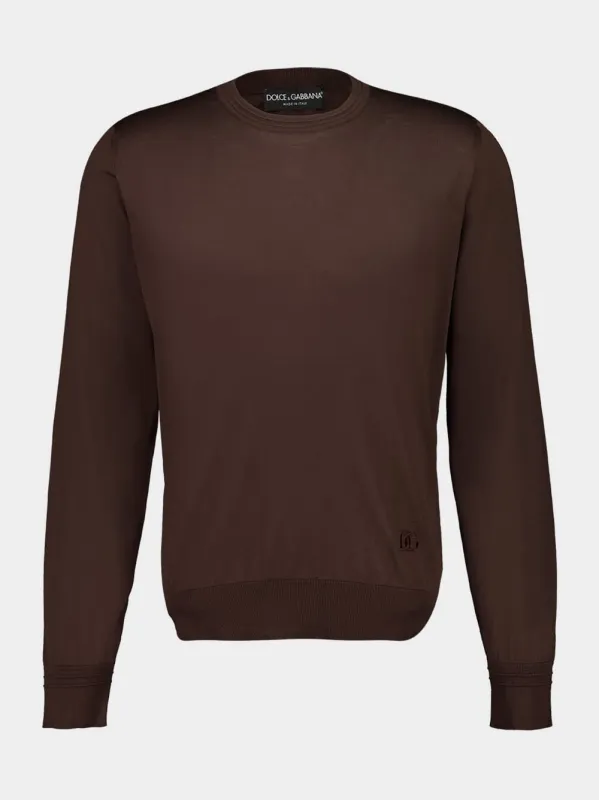 Brown Silk Crewneck Pullover sold by Fashion Clinic
