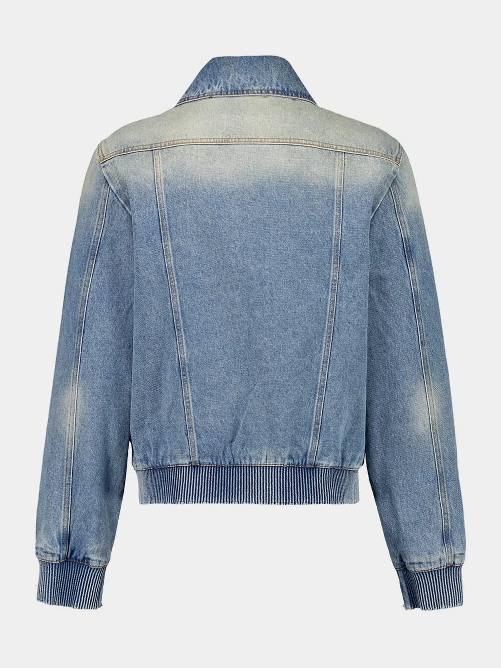 Blue Cropped Lined Denim Jacket sold by Fashion Clinic product image thumbnail 4