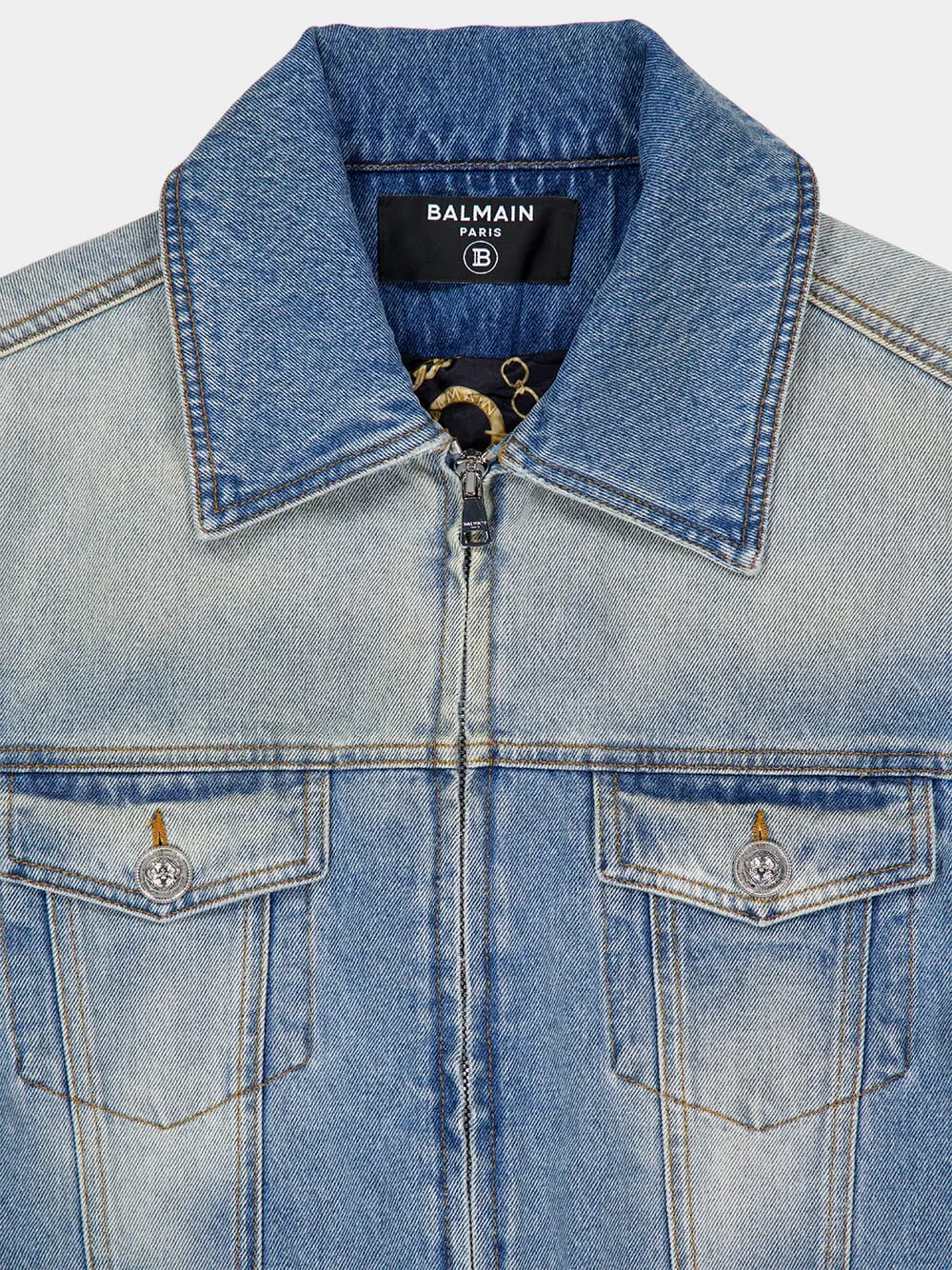 Blue Cropped Lined Denim Jacket sold by Fashion Clinic product image thumbnail 5