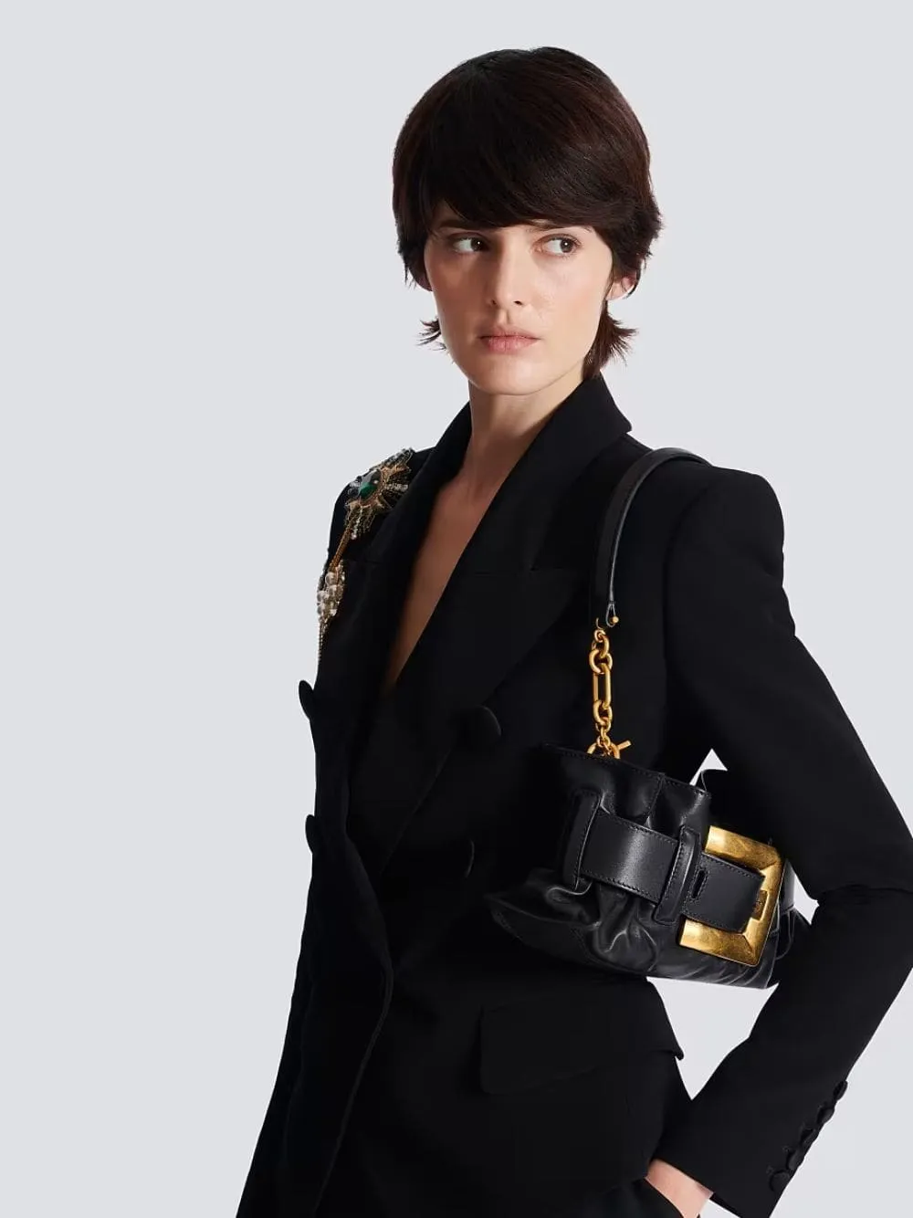 Black Mini Anthem Bag in Calfskin Leather sold by Fashion Clinic product image thumbnail 2