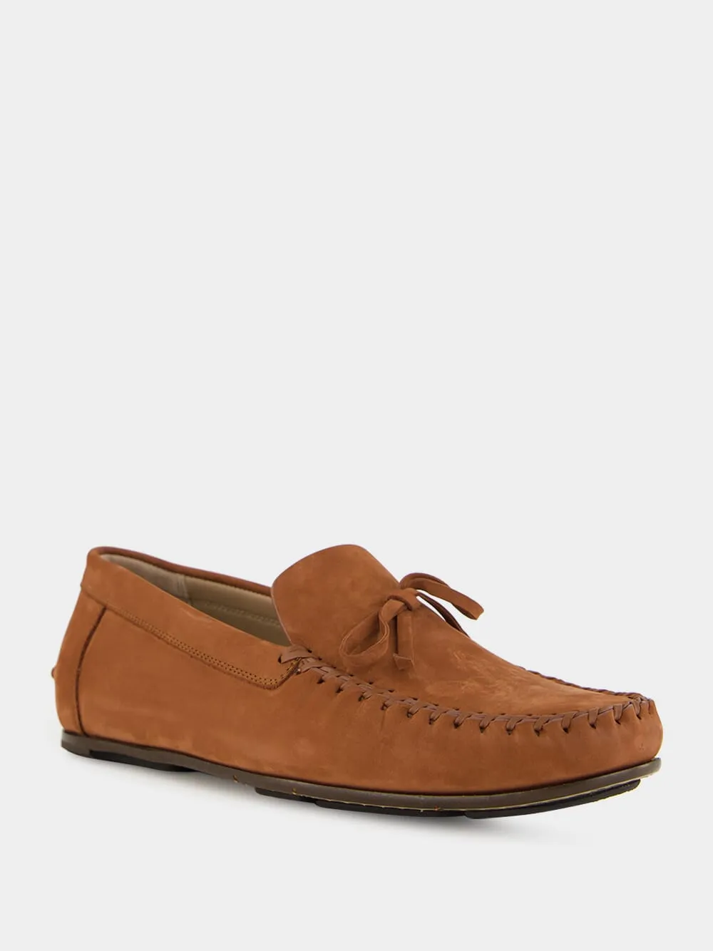 Brown Suede Leather Moccasins with Bow sold by Fashion Clinic product image thumbnail 2