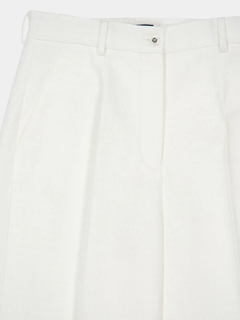 White Cotton Viscose Culotte Trousers sold by Fashion Clinic product image thumbnail 3