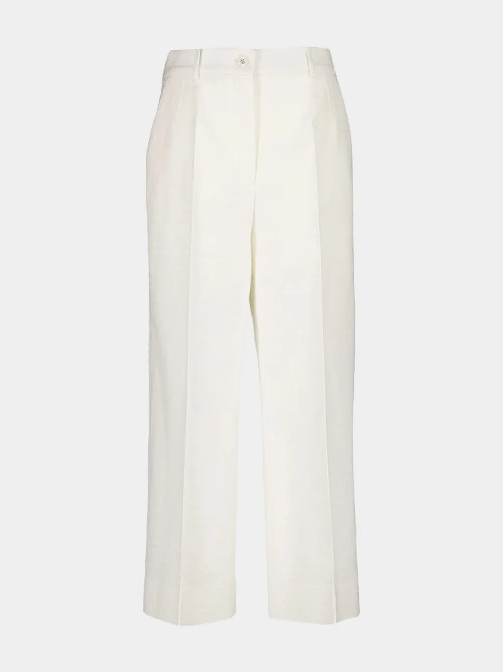 White Cotton Viscose Culotte Trousers sold by Fashion Clinic