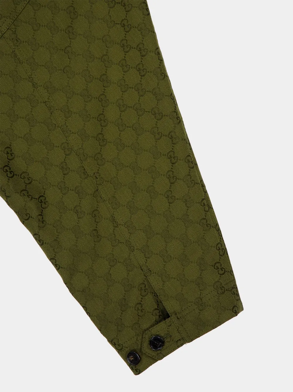 Green GG Canvas Jacket with Leather Collar sold by Fashion Clinic product image thumbnail 4