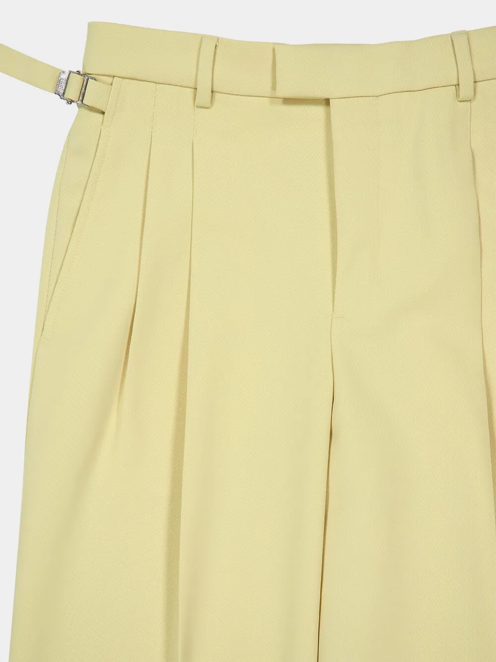 Lime Green Wool Tabs Wide Trousers sold by Fashion Clinic product image thumbnail 5