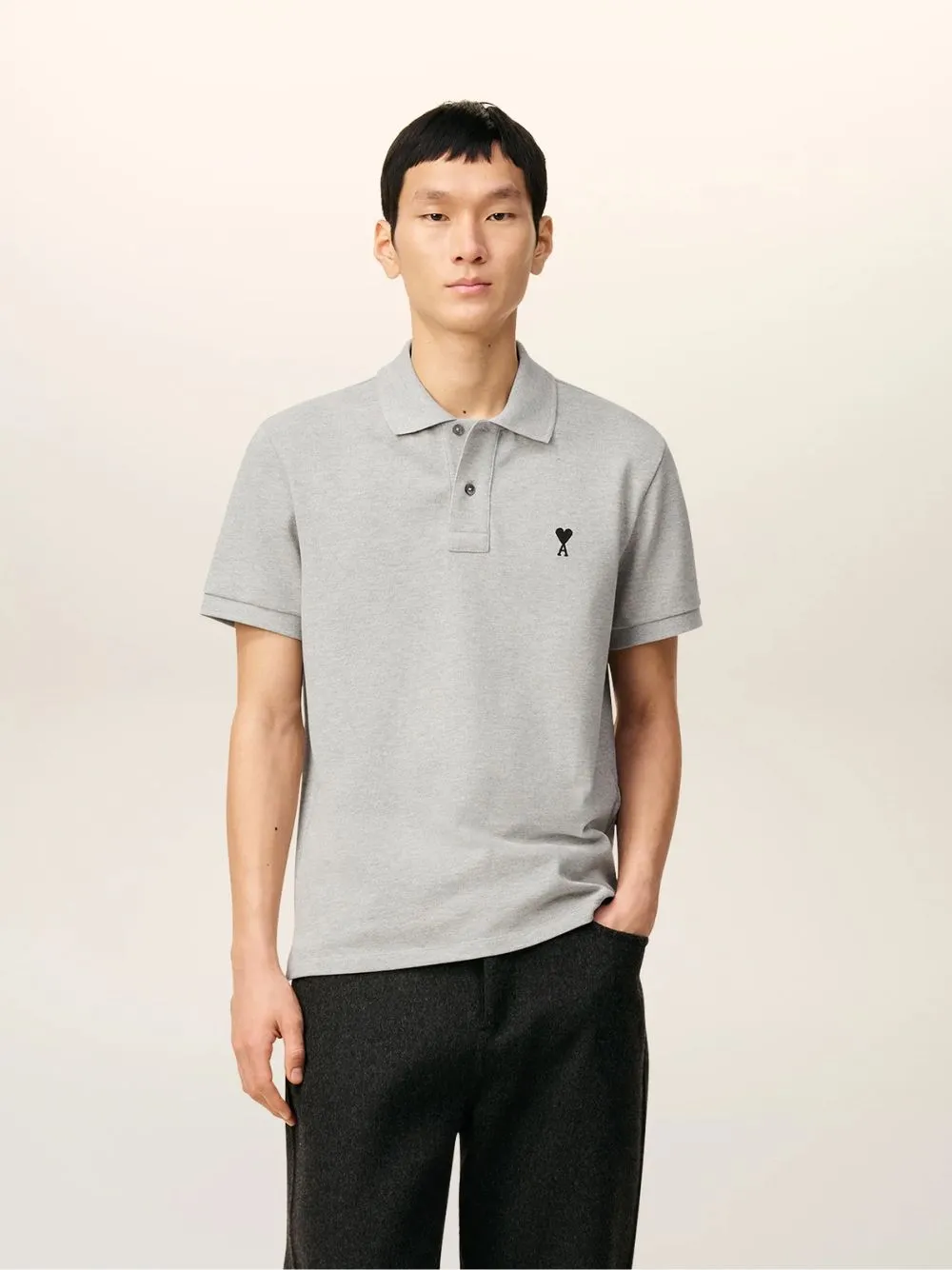 Heather Ash Grey Contrasted Ami de Coeur Polo Shirt sold by Fashion Clinic product image thumbnail 2