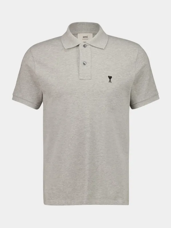 Heather Ash Grey Contrasted Ami de Coeur Polo Shirt sold by Fashion Clinic