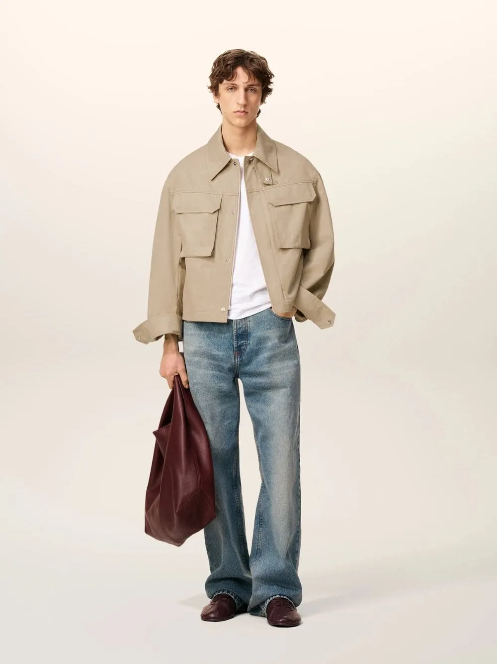 White Coffee Cotton Worker Jacket sold by Fashion Clinic