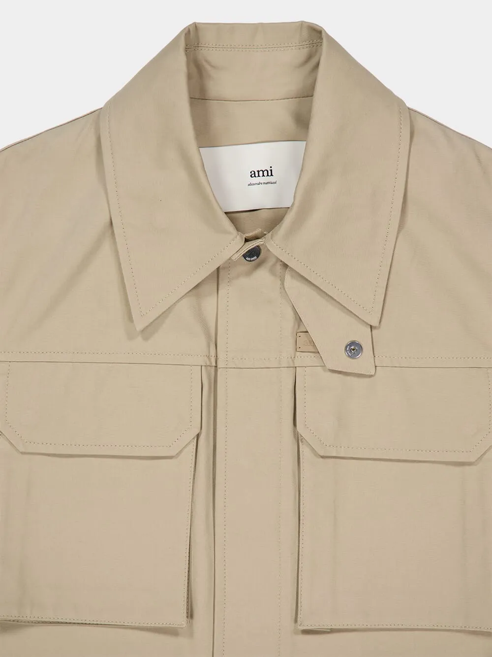 White Coffee Cotton Worker Jacket sold by Fashion Clinic product image thumbnail 5