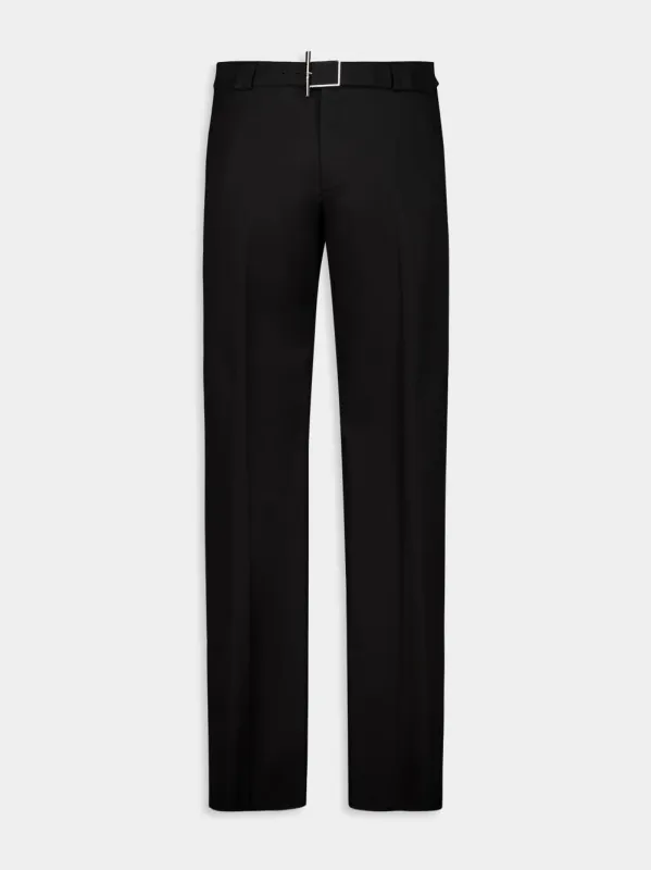 T-Bar Belt Trousers in Black made by Alexander McQueen