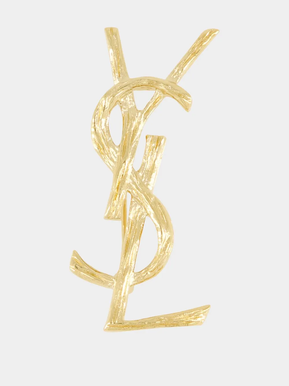 YSL Cassandre Brooch in Light Satin Gold sold by Fashion Clinic