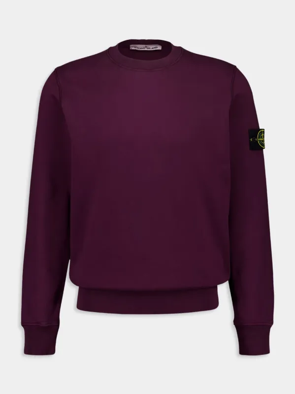 Crewneck Sweatshirt in Amaranth Organic Cotton Fleece sold by Fashion Clinic