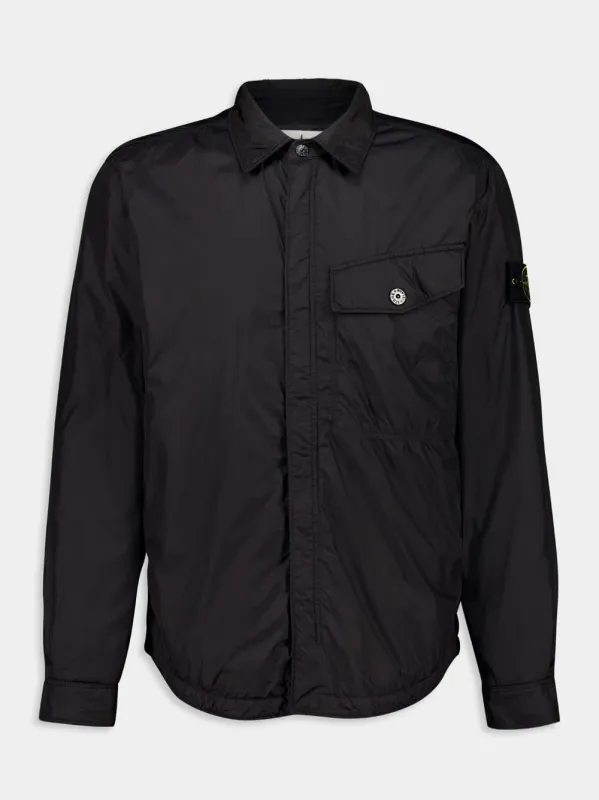 Long-Sleeve Button-Down Collar Jacket in Black sold by Fashion Clinic