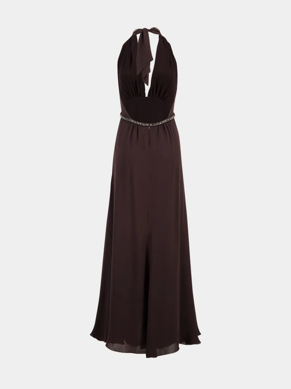 Chocolate Brown New Destiny Silk Maxi Dress sold by Fashion Clinic product image thumbnail 3