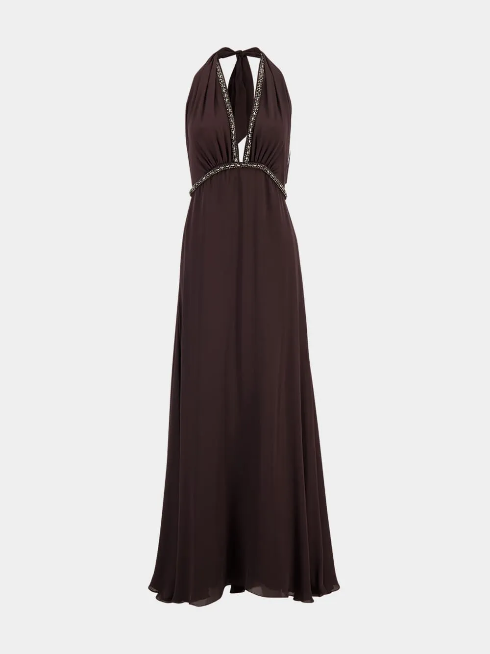 Chocolate Brown New Destiny Silk Maxi Dress sold by Fashion Clinic product image thumbnail 2
