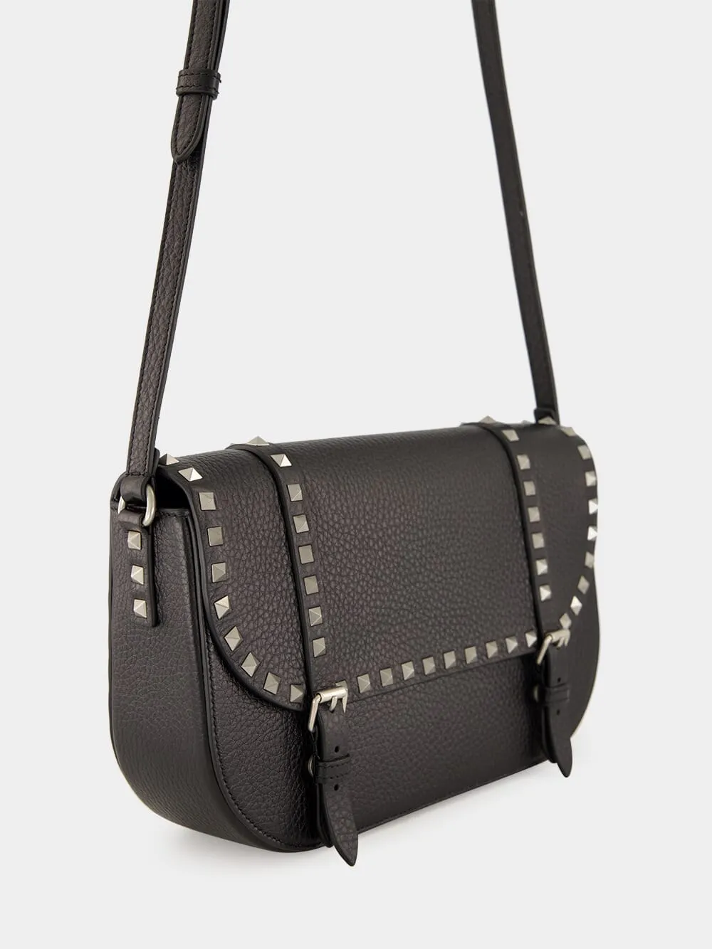 Rockstud Large Messenger Bag in Black Leather sold by Fashion Clinic product image thumbnail 3