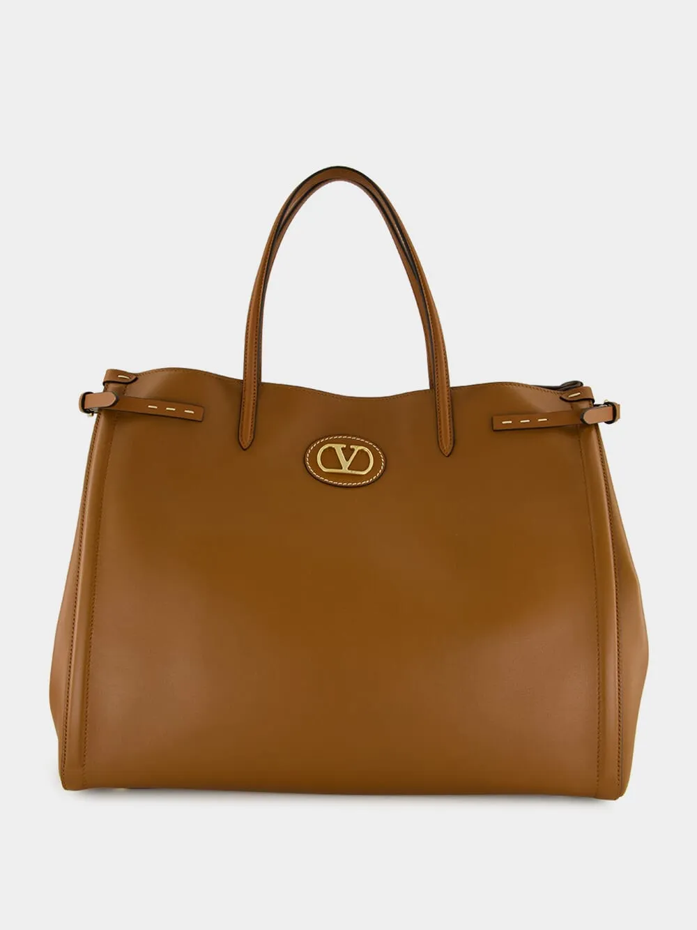 Antibes Large Calfskin Shopping Bag in Tobacco Brown sold by Fashion Clinic