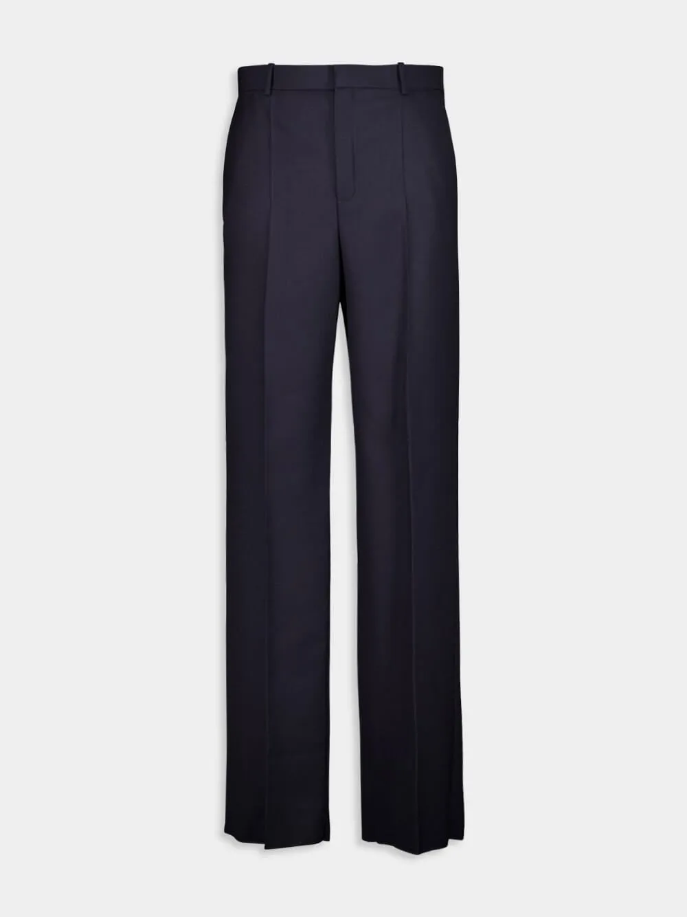 Marine Blue High-Rise Tailored Wool Pants sold by Fashion Clinic