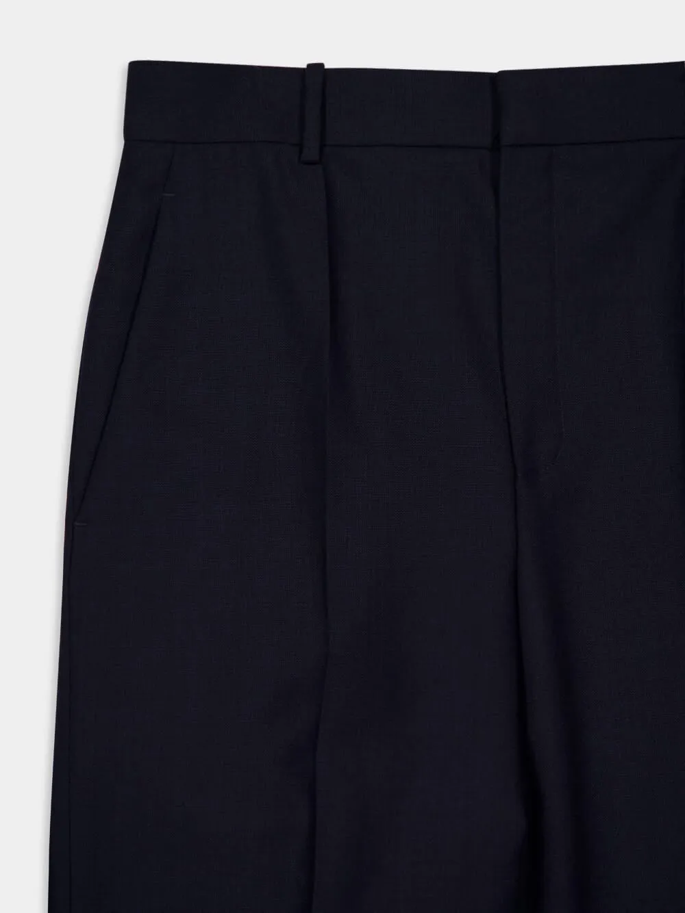 Marine Blue High-Rise Tailored Wool Pants sold by Fashion Clinic product image thumbnail 3