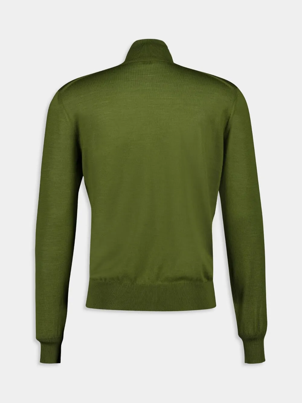 Turtleneck Sweater in Olive Green Cashmere Wool and Silk sold by Fashion Clinic product image thumbnail 2