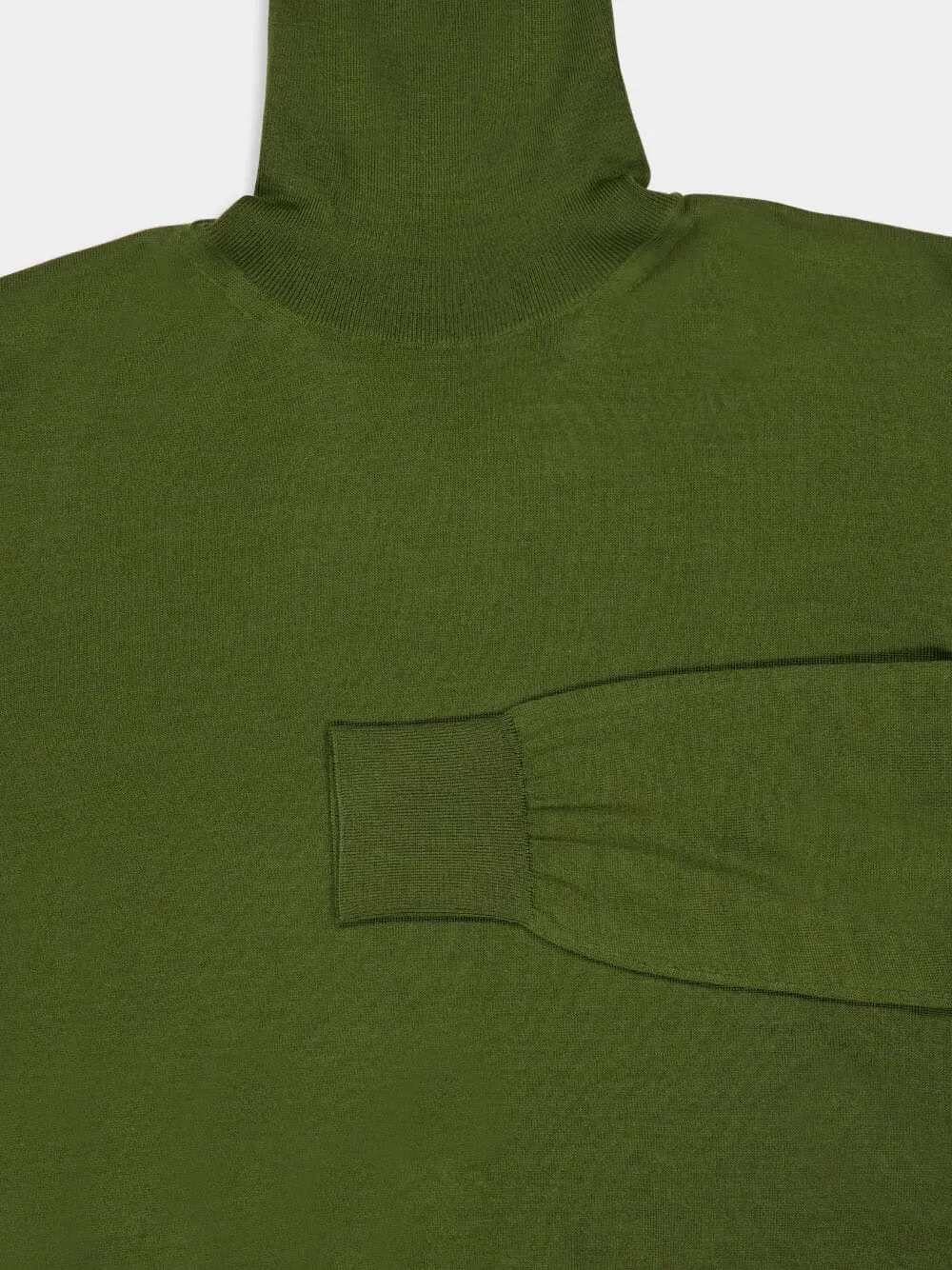 Turtleneck Sweater in Olive Green Cashmere Wool and Silk sold by Fashion Clinic product image thumbnail 3