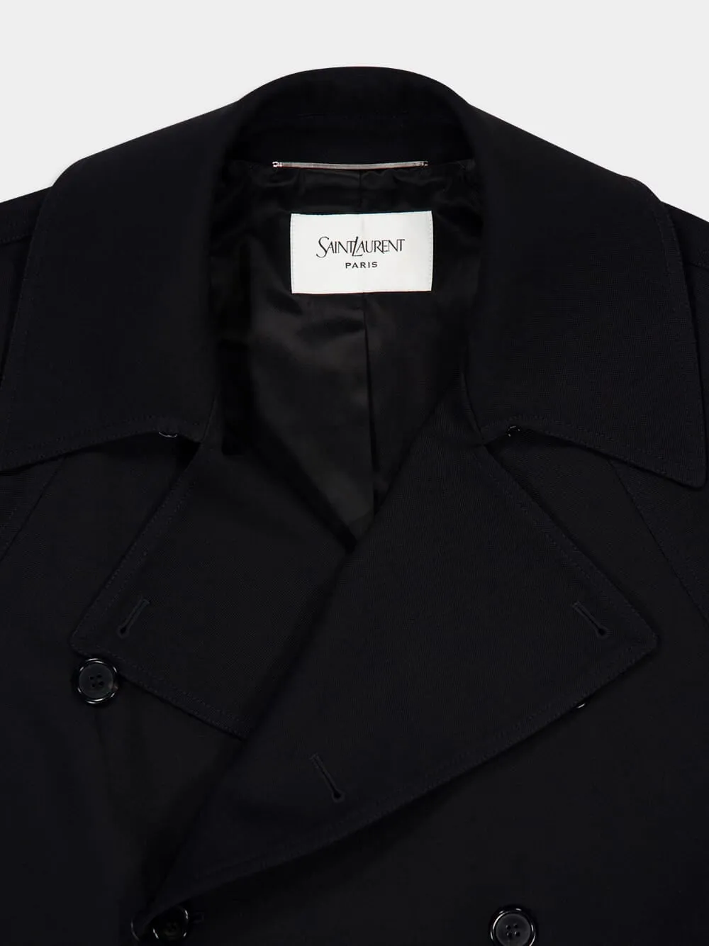 Black Grain de Poudre Wool Long Coat sold by Fashion Clinic product image thumbnail 3