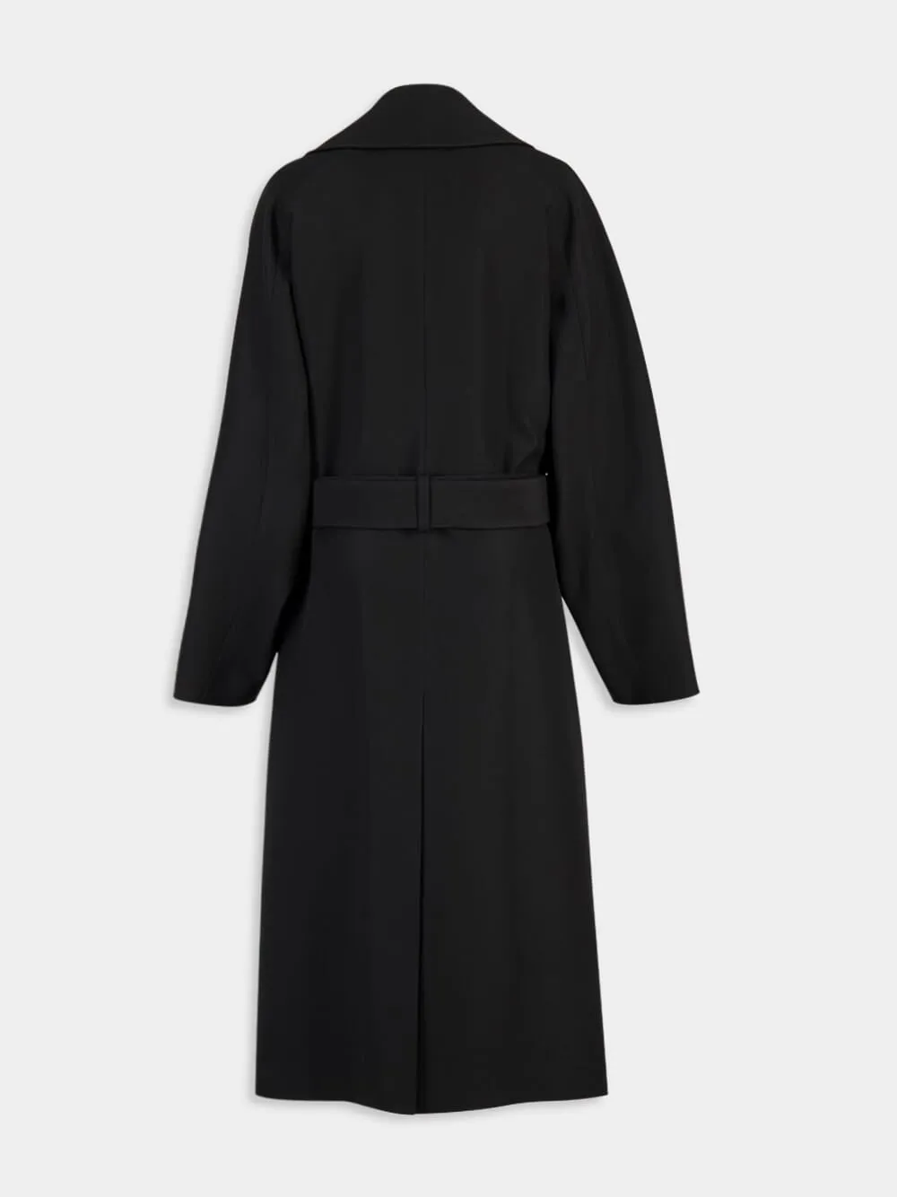 Black Grain de Poudre Wool Long Coat sold by Fashion Clinic product image thumbnail 2
